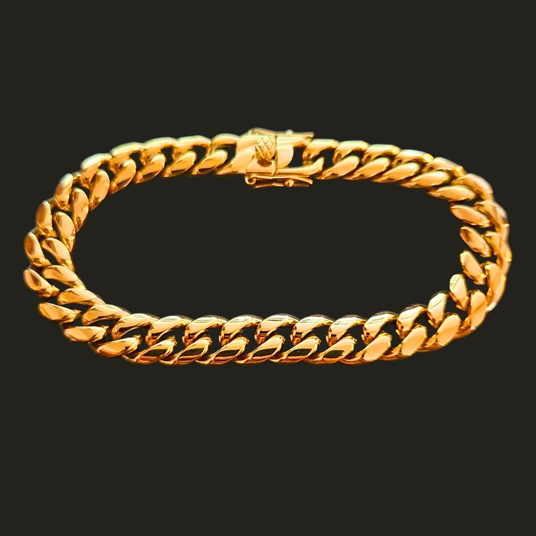 18K Gold Miami Cuban Bracelet with Box Clasp - 10MM